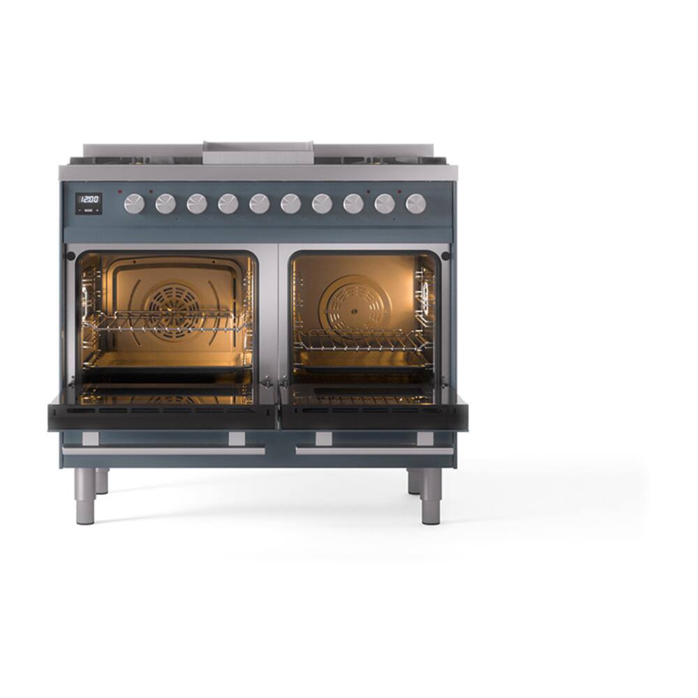 Alt View 4. ILVE - ILVE Professional Plus II Series 40 in. Dual Fuel Range with 6 Sealed Burners + Griddle (Liquid Propane, Satin Trim) - Blue Grey.