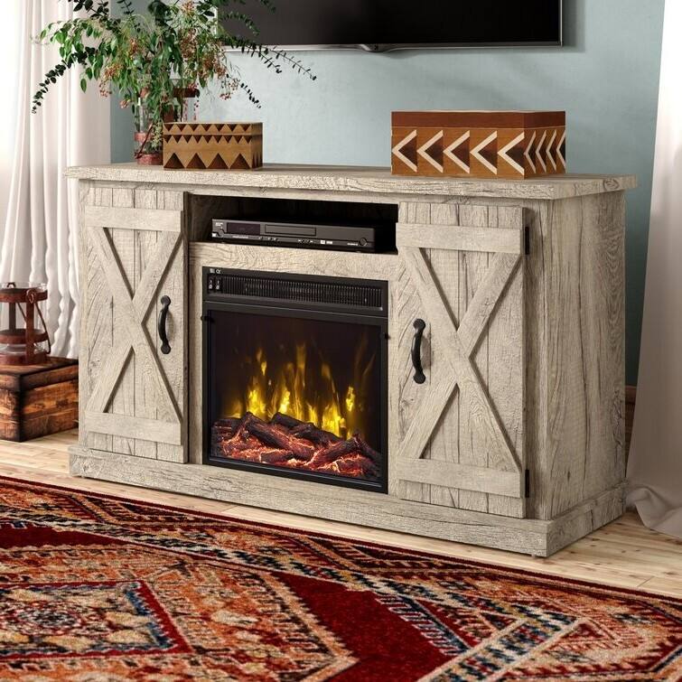 Angle. Hivvago - Hivvago FarmHouse TV Entertainment Electric Fireplace - Brown.