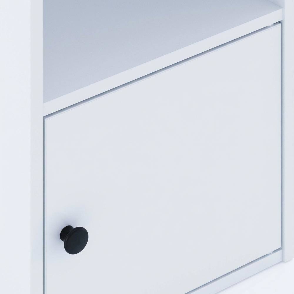 Alt View 1. FurniFact - White 3-Tier Bookcase with Lockable Storage Door and Open Shelves - White.
