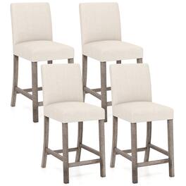Gymax - 4PCS 24.5'' Counter Height Bar Stools Modern Fabric Upholstered Kitchen Chairs - Beige