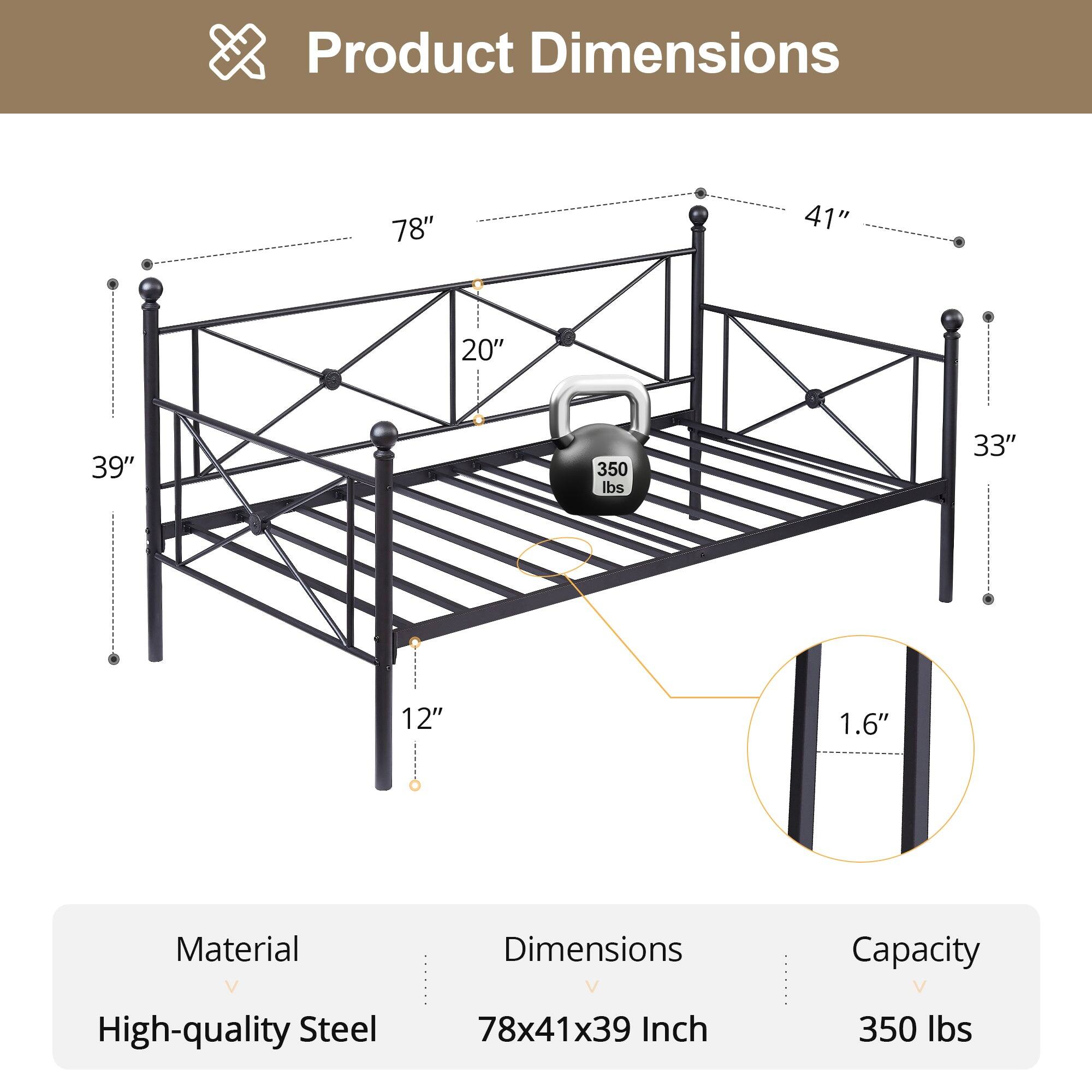 Product Dimensions

Material: High-quality Steel

Dimensions: 78x41x39 Inch

Capacity: 350 lbs

Dimensions:
- Length: 78"
- Width: 41"
- Height: 39"
- Step Height: 12"
- Step Width: 33"
- Guardrail Height: 20"
- Guardrail Thickness: 1.6"