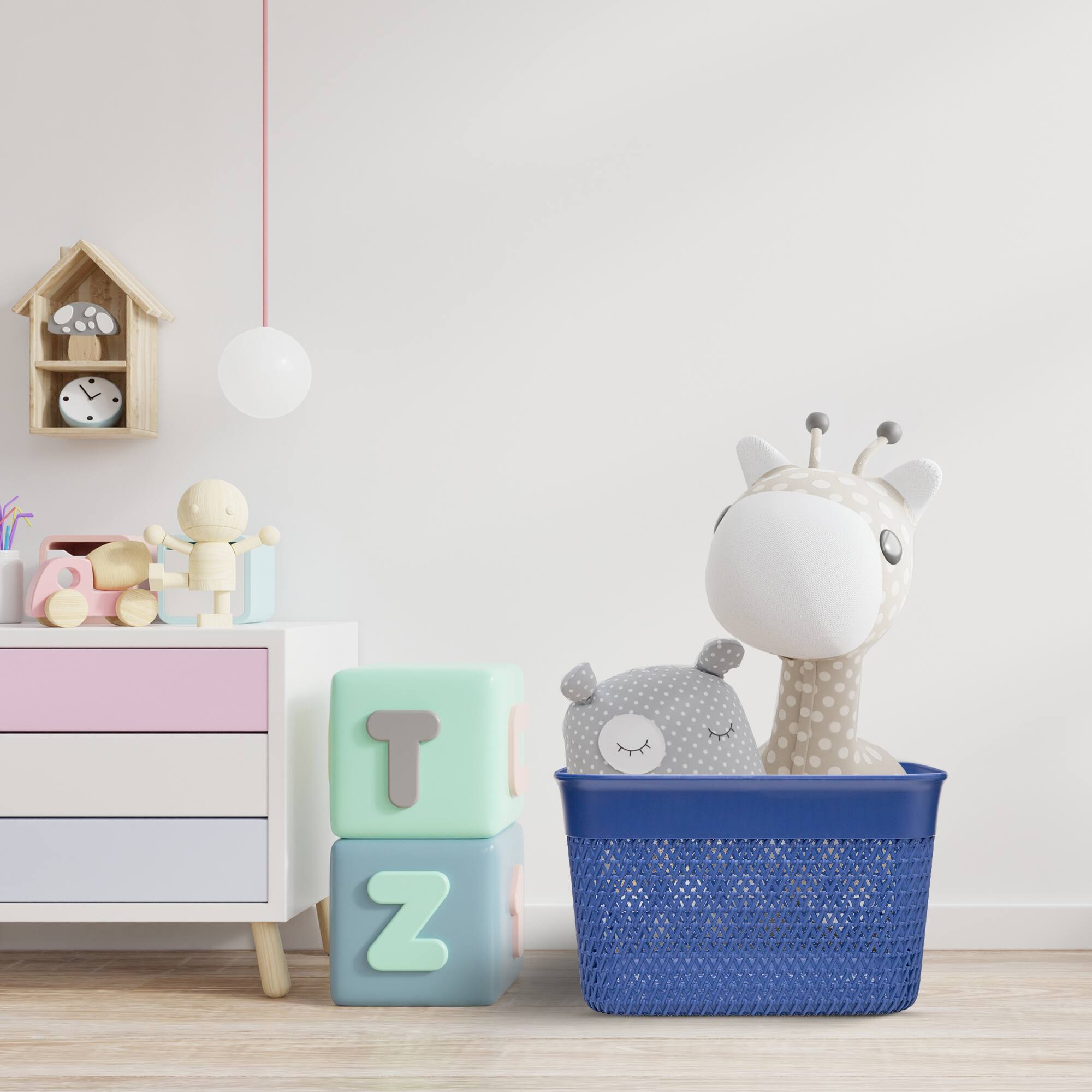 Alt View 2. Life Story - Life Story Lightweight Heavy Duty Storage Woven Trendy Basket 16 Quarts, Blue.