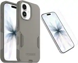 OtterBox - iPhone 17 (Only) Bundle: Commuter Series MagSafe Case & Screen Protector - Built-in magnets - Thin & Protective - Grey Comfort (Beige)