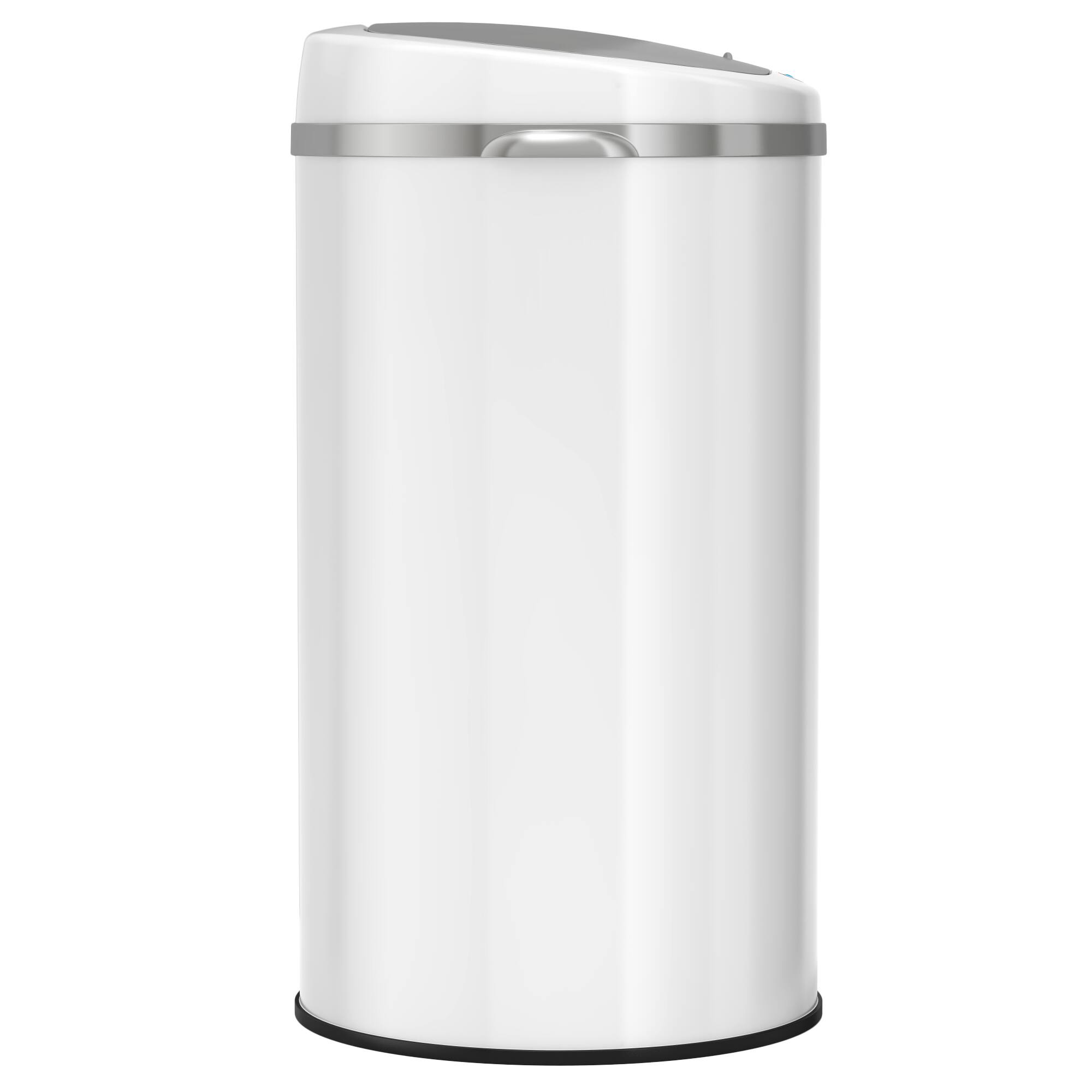 Alt View 16. iTouchless - 8 Gallon Touchless Sensor Trash Can with AbsorbX Odor Control System, White Stainless Steel Round Shape Kitchen Bin - Pearl White.