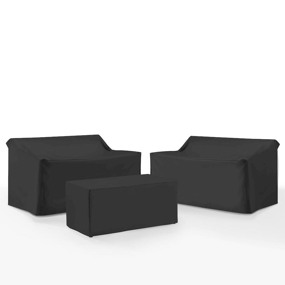 Back. Crosley Furniture - 3Pc Outdoor Furniture Cover Set - 2 Loveseats & 1 Coffee Table - Black.