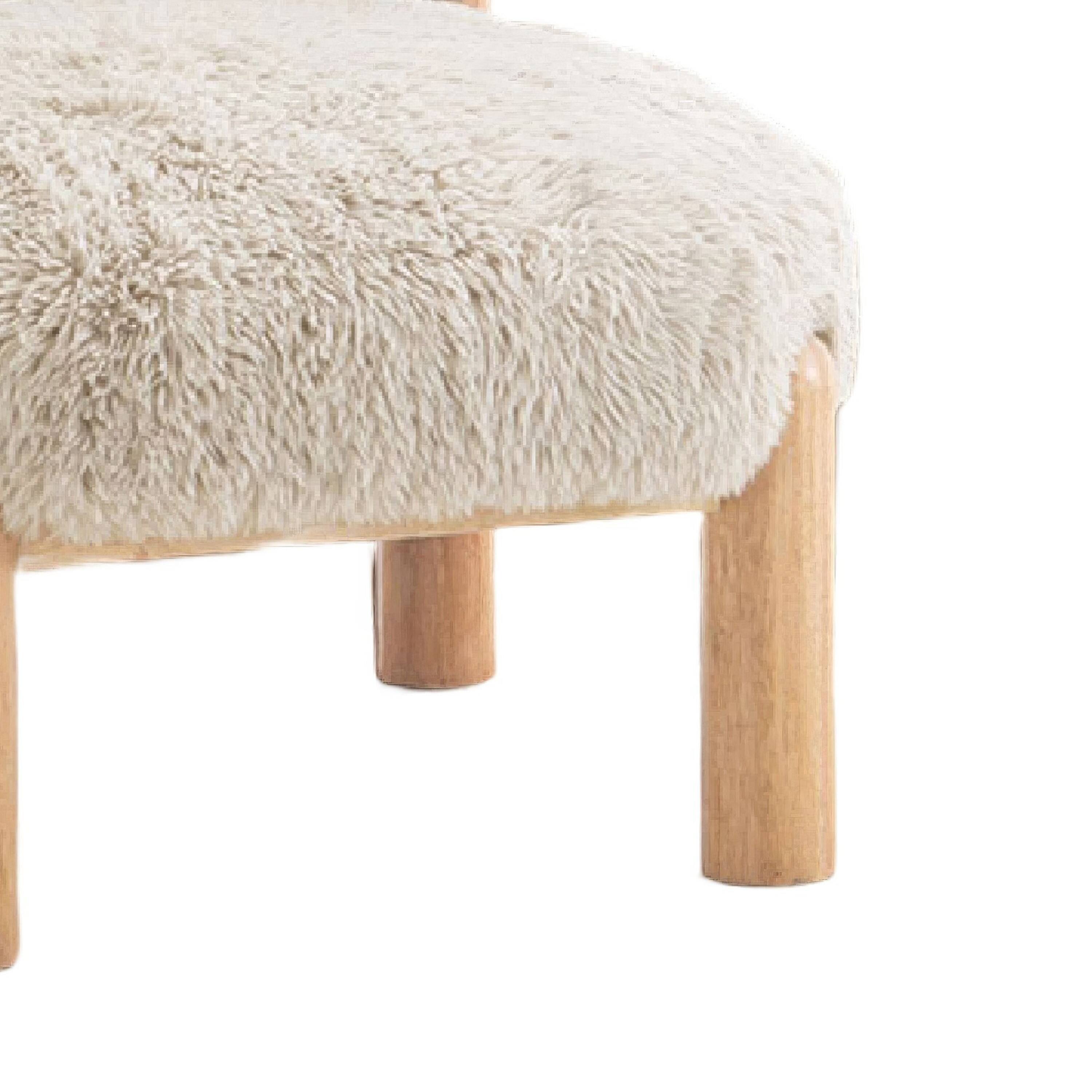 Left. Manhattan Lane - Alco Contou Accent Chair with Natural Wood Legs, Taupe  Faux Fur - Taupe Brown, Natural Brown.