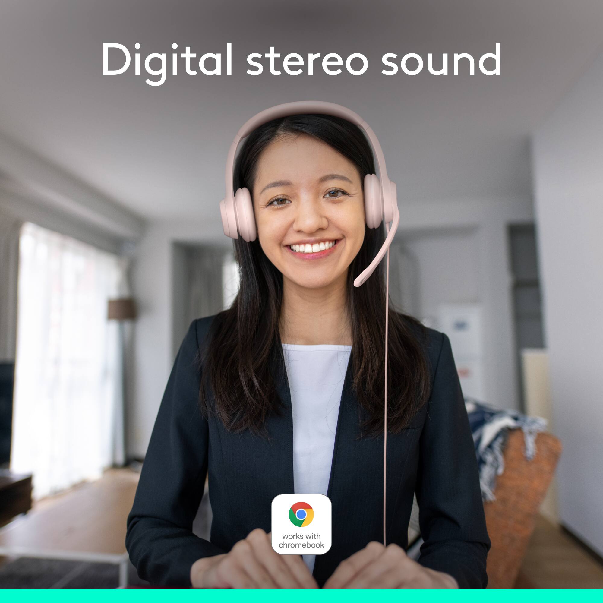 Digital stereo sound works with Chromebook.