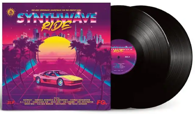 Sure, here is the corrected and grouped text:
---
**The Best Synthwave Soundtrack for the Perfect Ride**
**Synthwave Ride**
**Side A**
- Kavinsky
- Giorgio Moroder
- A.L.I.S.O.N
- Sunglasses Kid
- Adieu Aru
- VHS Dreams
- Emil Rootmayer
- Neon Nox
- Calling Marian
- Solitaires
- The Toxic Avenger
**2LP**
**Steering**
- Kavinsky
- Giorgio Moroder & Shakedown
- Thomas Barrandon
- A.L.I.S.O.N
- Sunglasses Kid
- Adieu Aru
- VHS Dreams
- Emil Rootmayer
- Neon Nox
- Calling Marian
- Solitaires
- The Toxic Avenger
**FG.**
---