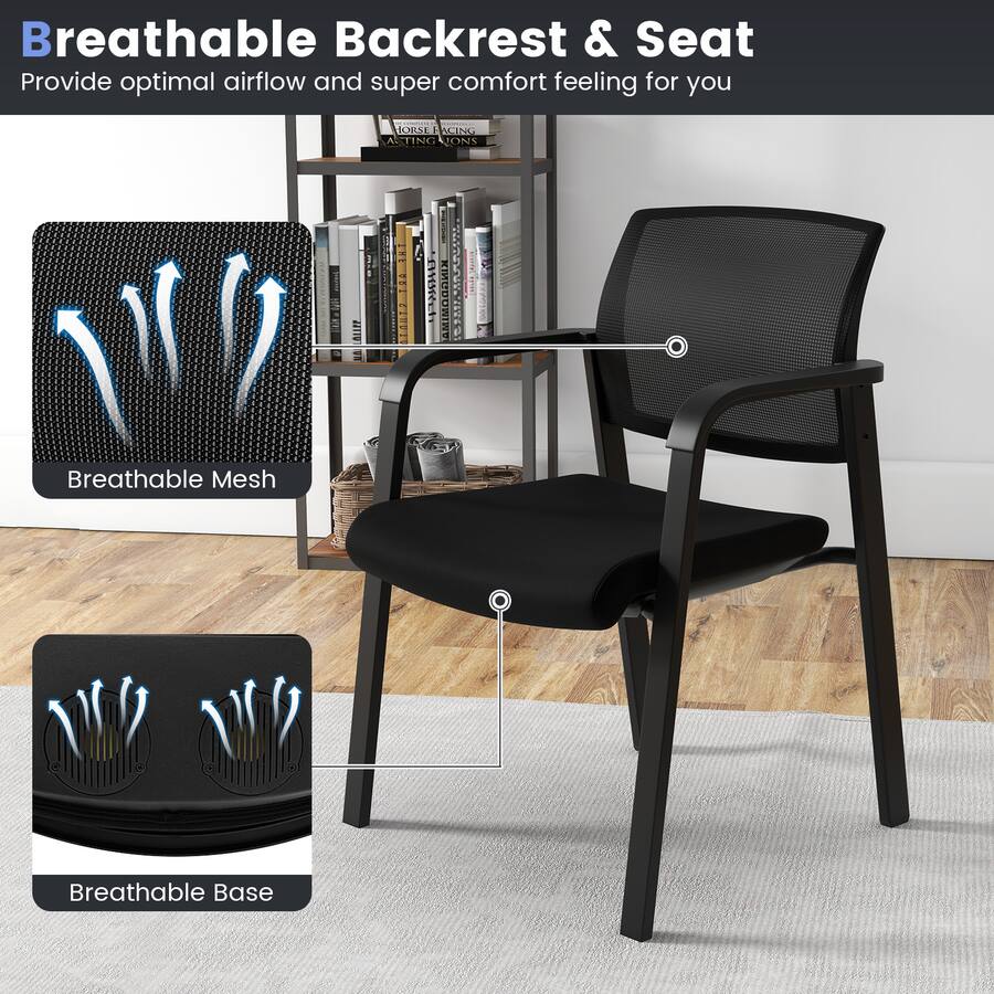 Gymax 12 Pack Office Conference Chair Set Mesh Guest Reception Stack ...