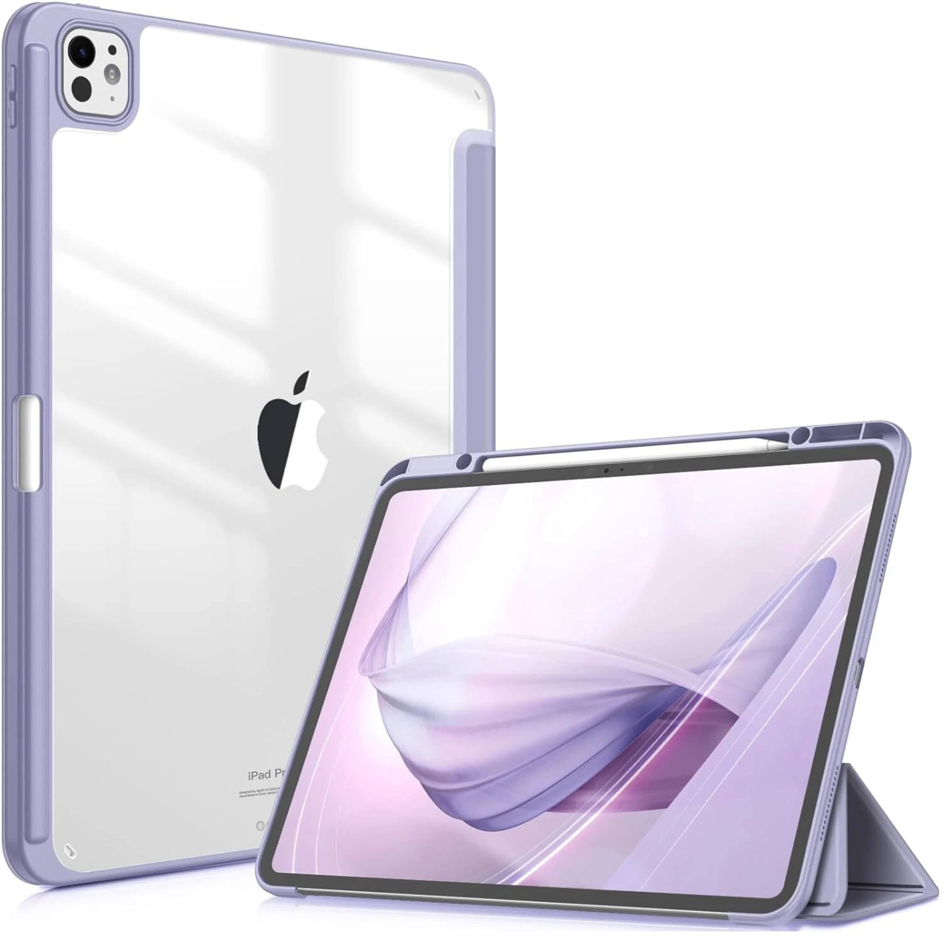 Kitcheniva - Slim Hybrid Case For iPad Pro 13 Inch M4 2024 Shockproof Protective Cover With Pencil Holder Midnight Green - Lilac Purple