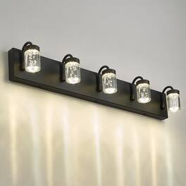 HM 1810 - Modern Crystal Led Bathroom Lights Fixtures Over Mirror Light Vanity For w k Neutral - Black 5 Light