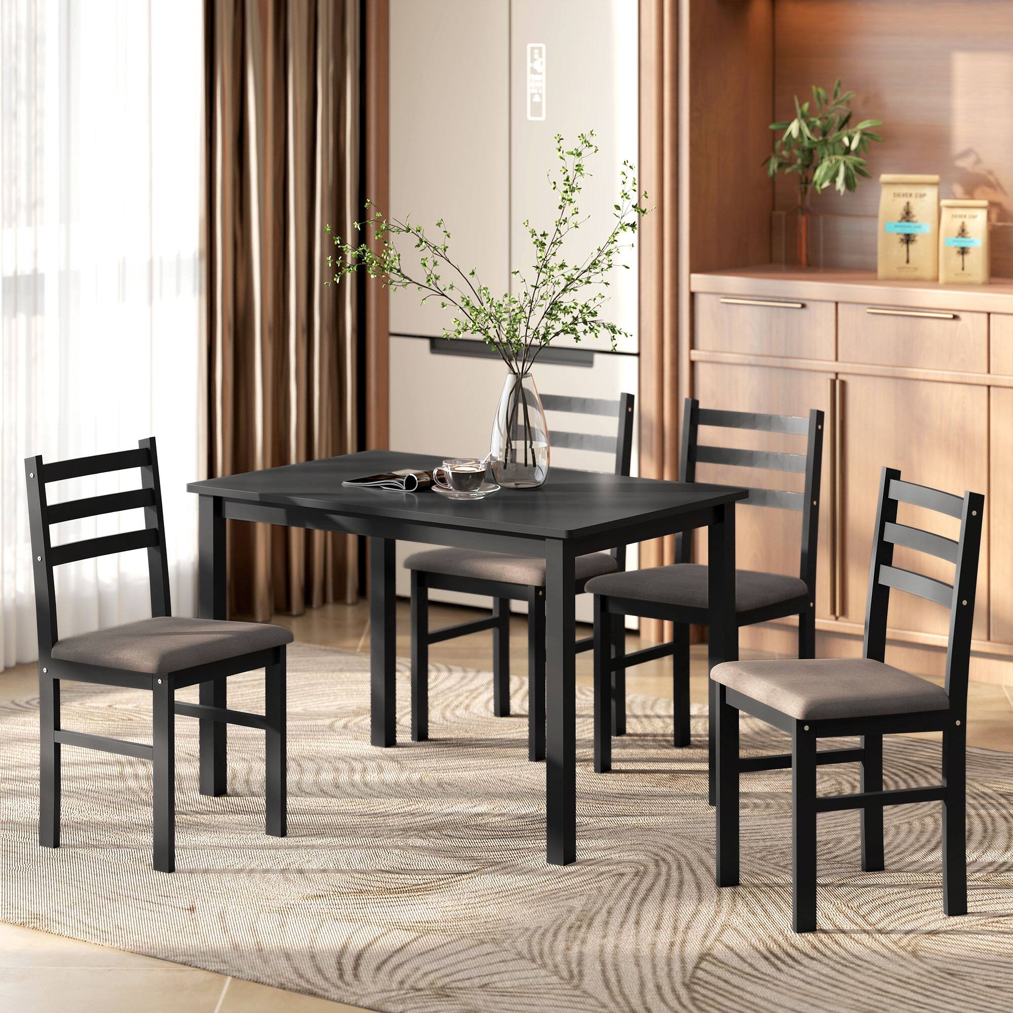Alt View 1. Homcom - Small Kitchen Table Set for 4 - Black.