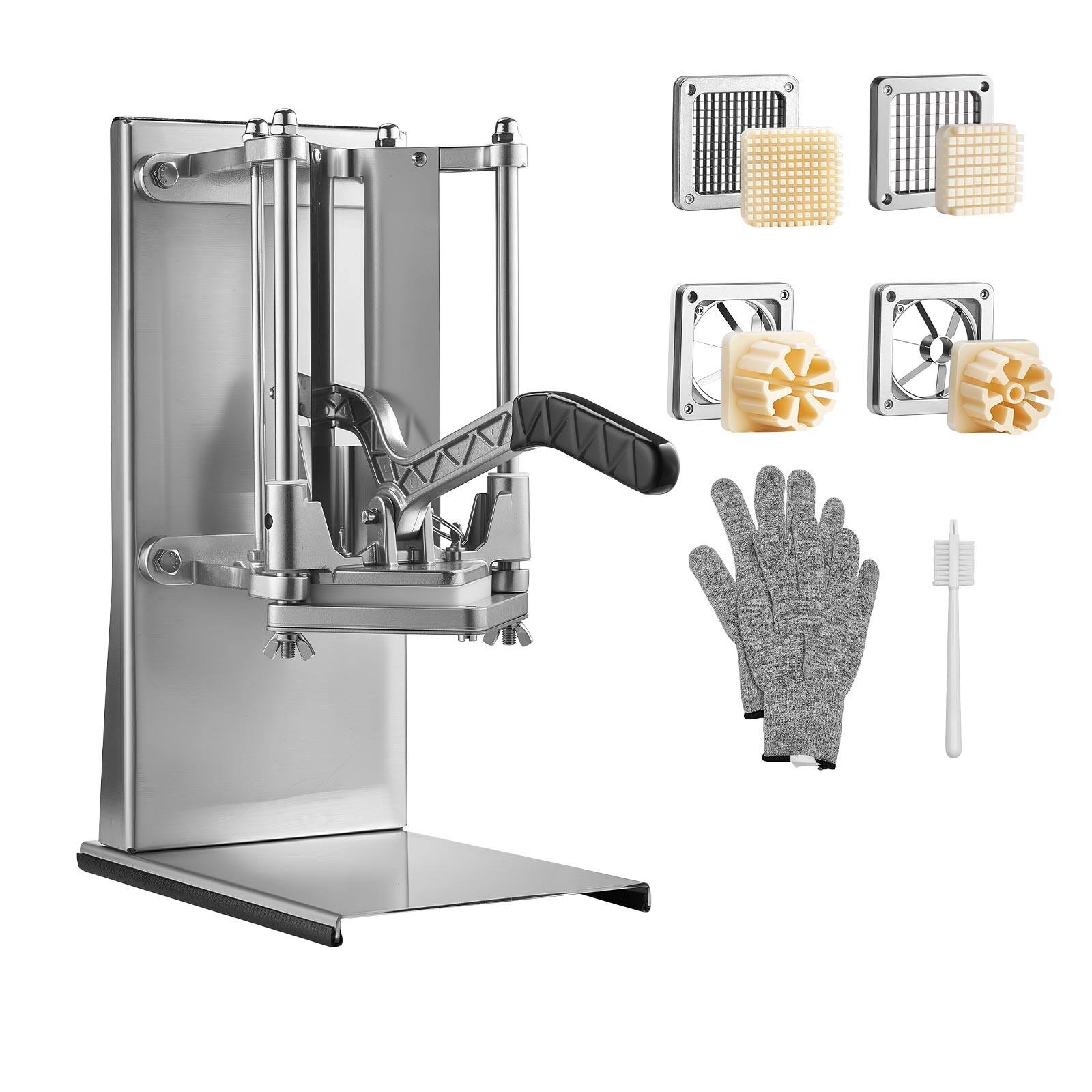 Alt View 5. VEVOR - French Fry Cutter, Commercial Vegetable Chopper with 4 Blades - 1/4", 3/8", 6-Wedge Slicer & Apple Corer - Wall Mount - Silver.