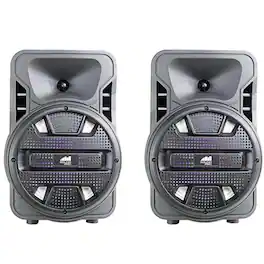 Naxa - Refurbished Excellent - Dual 8" BT Party Speakers with Disco Light