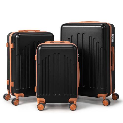 Alt View 2. Winado - 20"24"28" Trolley Case 3-Piece ABS Hardside Luggage Suitcase Set with Spinner Wheels & TSA Lock for Travel Business - Black & Brown.