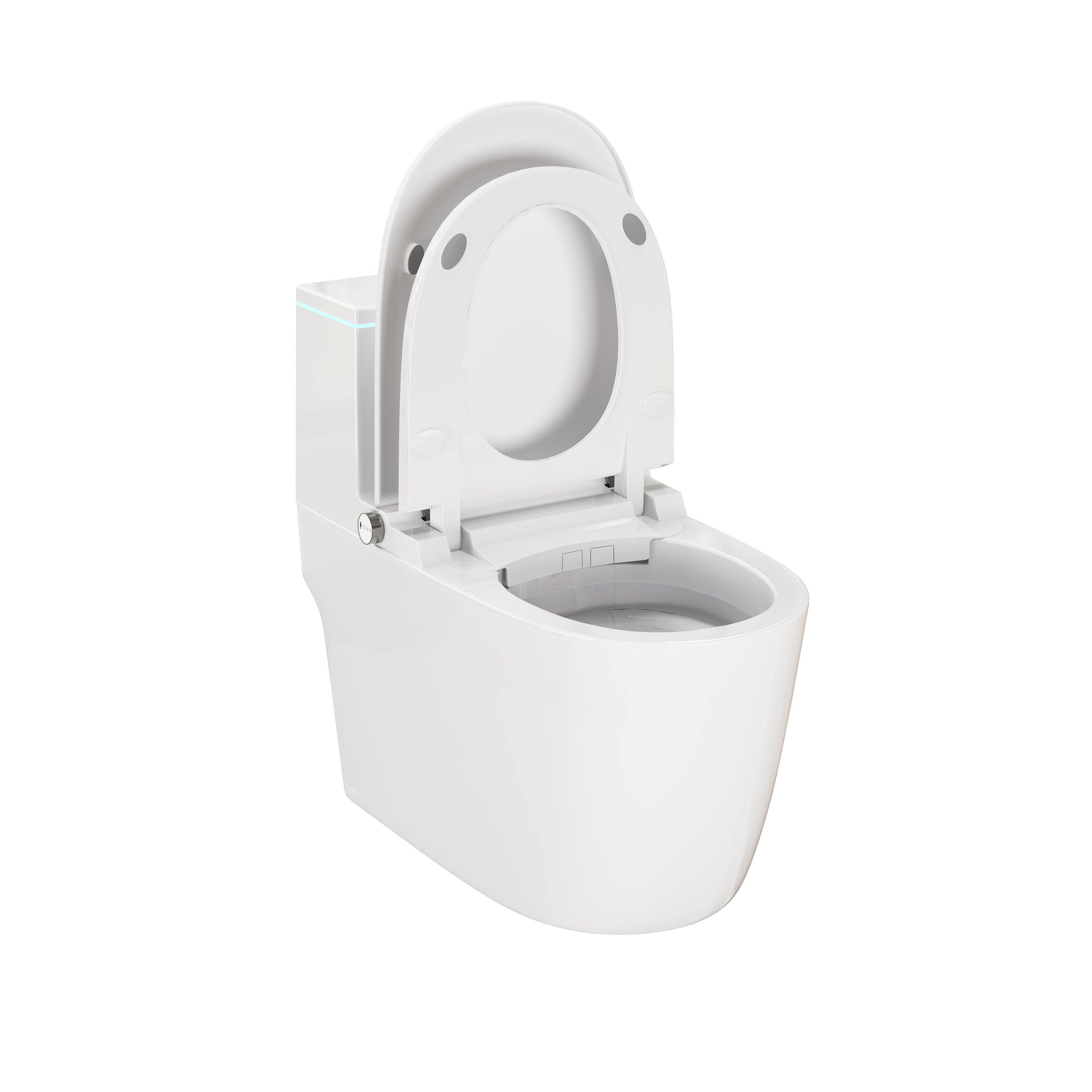 Alt View 3. TOTTE - Smart Bidet Toilet with Built-in Tank, Auto Open/Close, Digital Display & Power-Outage Flush - White.