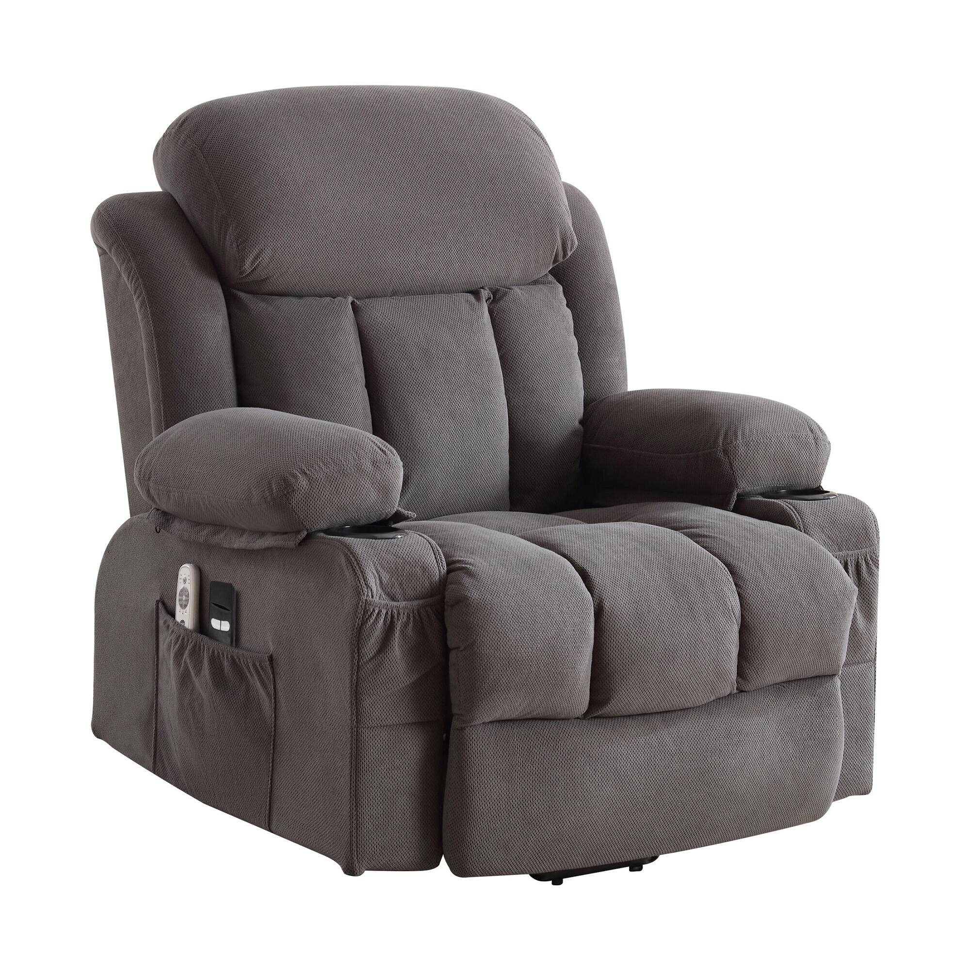 Alt View 6. GOODSILO - Power Lift Recliner Chair with Heat & Massage, Electric Fabric Recliner for Elderly with USB Port & Remote - Grey.