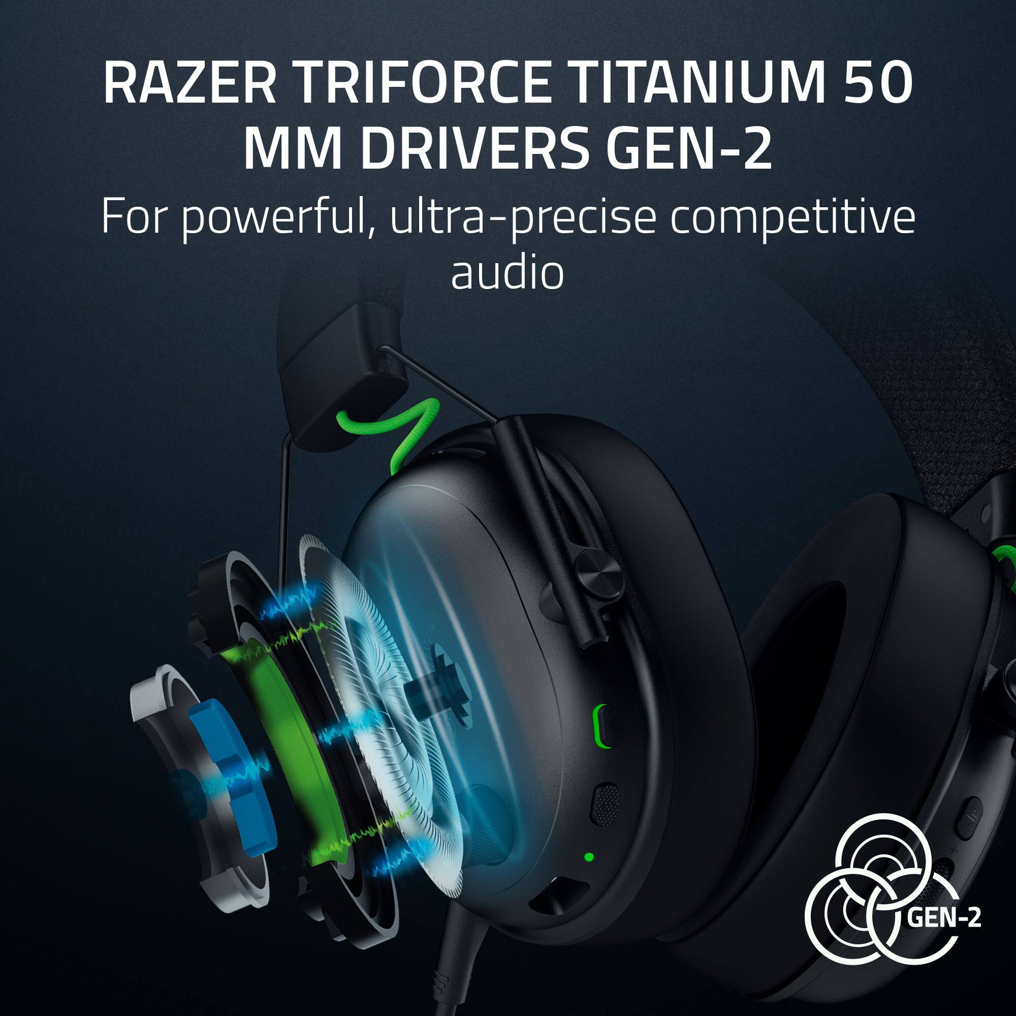 RAZER TRIFORCE TITANIUM 50 MM DRIVERS GEN-2 For powerful, ultra-precise competitive audio Co GEN-2