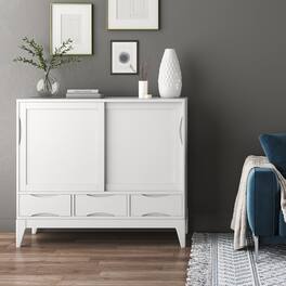 Simpli Home - Harper 48 inch Wide Solid Hardwood Mid-Century Modern Medium Storage Cabinet - White