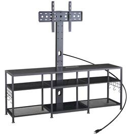 Vecelo - 71" TV Stand with Mount&Power Outlets for 80 Inch TVs, MDF and Metal Frame Storage Console, Universal TV Stand - 63"Black