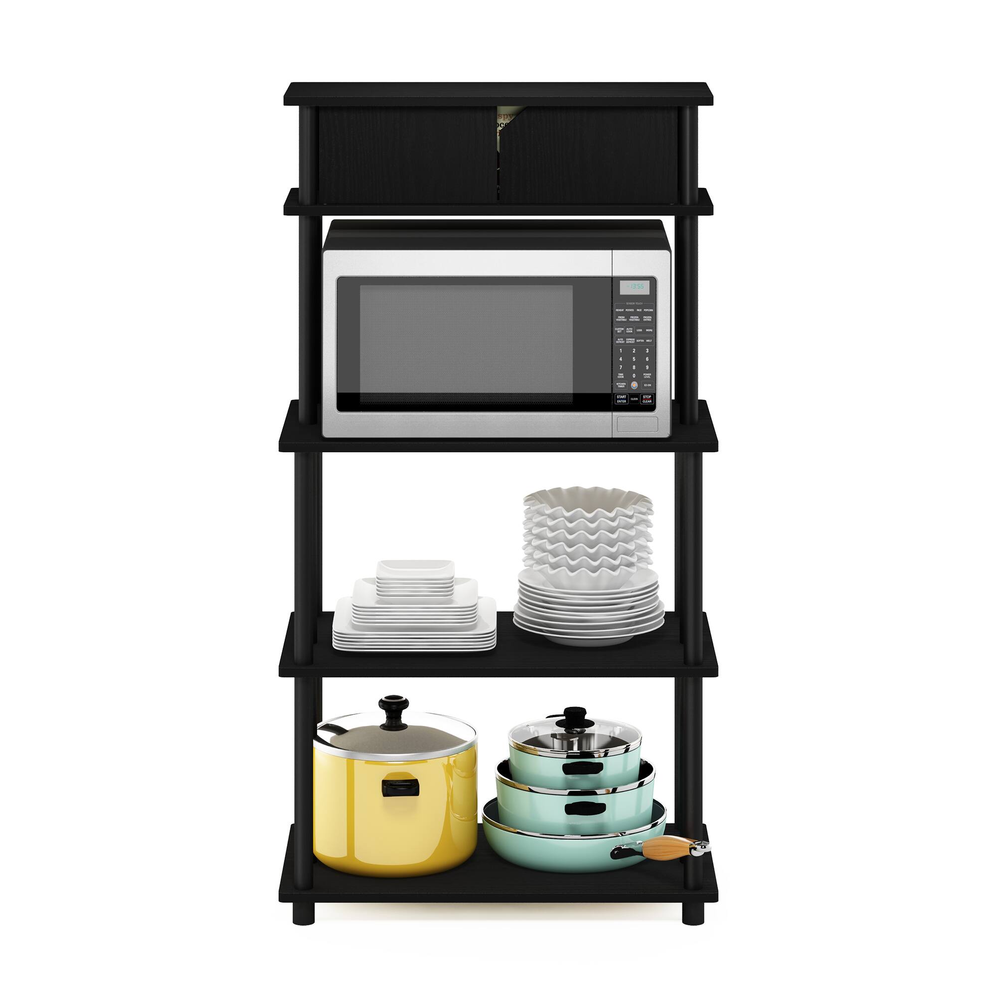 Alt View 4. Furinno - Turn-N-Tube Toolless Kitchen Storage Shelf with Top Cabinet - Americano/Black.