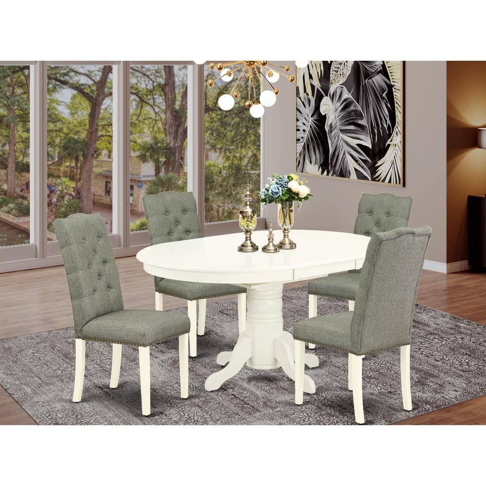 Left. East West Furniture - Dining Room Set Linen White - Brown.