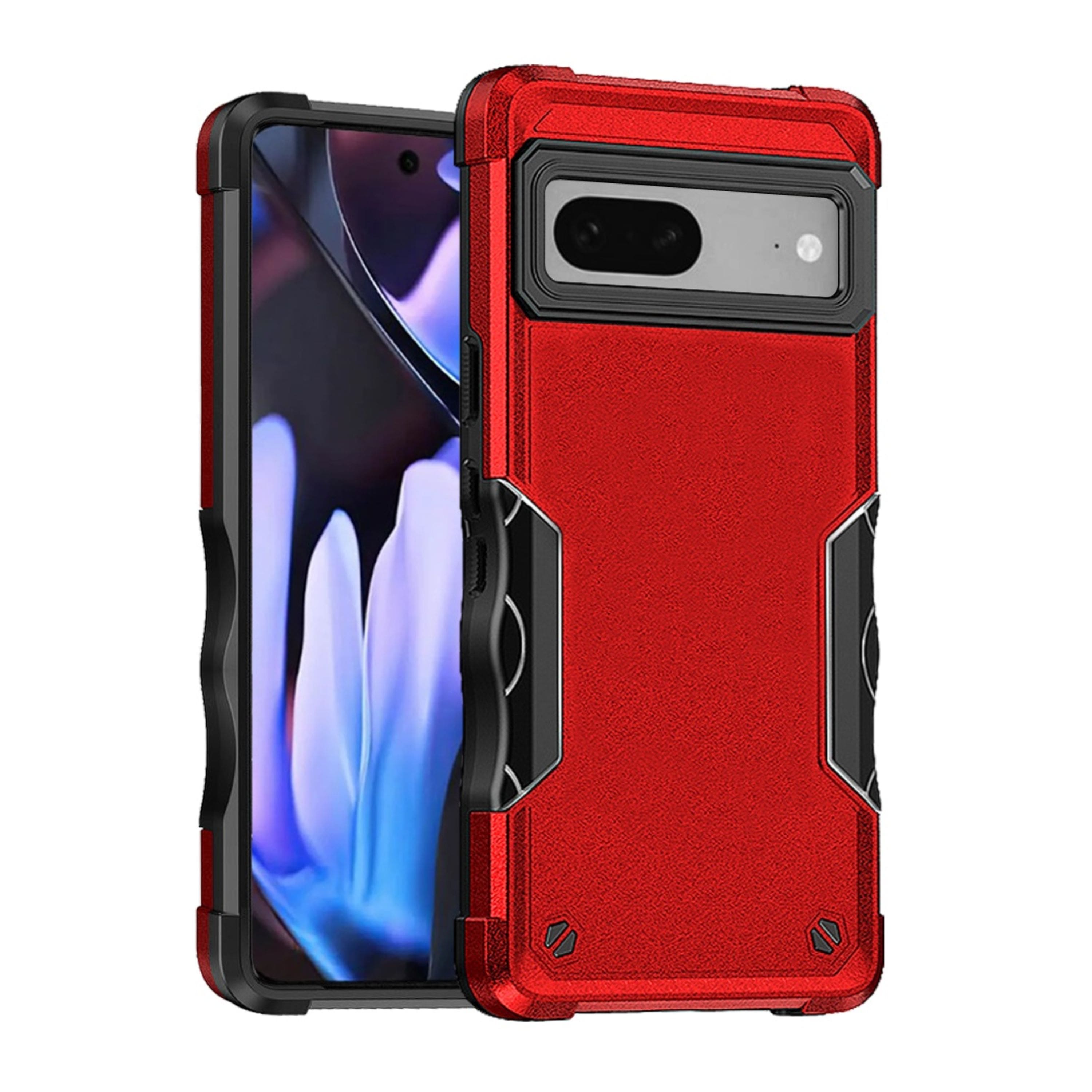 Kitcheniva - Armor Style Grip Case With Tempered Glass For Google Pixel 9a - Red