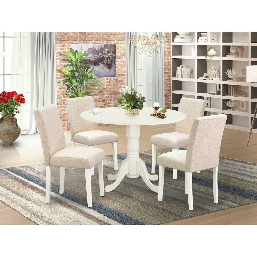 Alt View 8. East West Furniture - Dining Room Set Linen White - Brown.