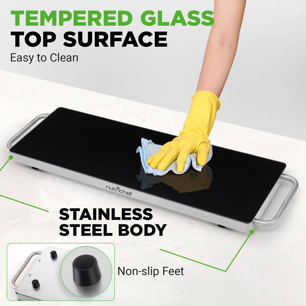 TEMPERED GLASS TOP SURFACE  
Easy to Clean  

STAINLESS STEEL BODY  
Non-slip Feet