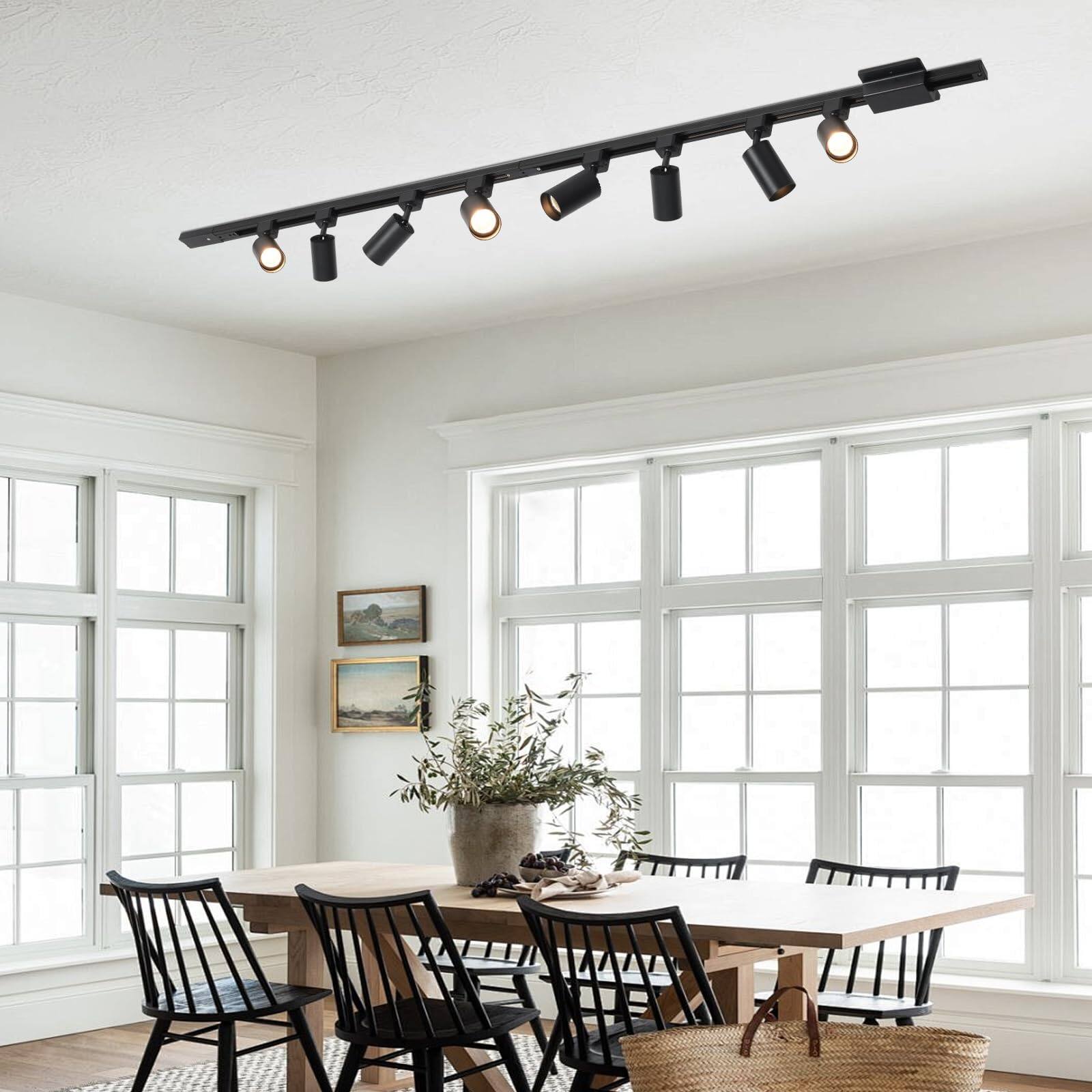 Back. Dazzed Corner - 8-Light LED Track Lighting Kit with 6.6FT H Track Lighting Rails (No Bulbs) - Black.