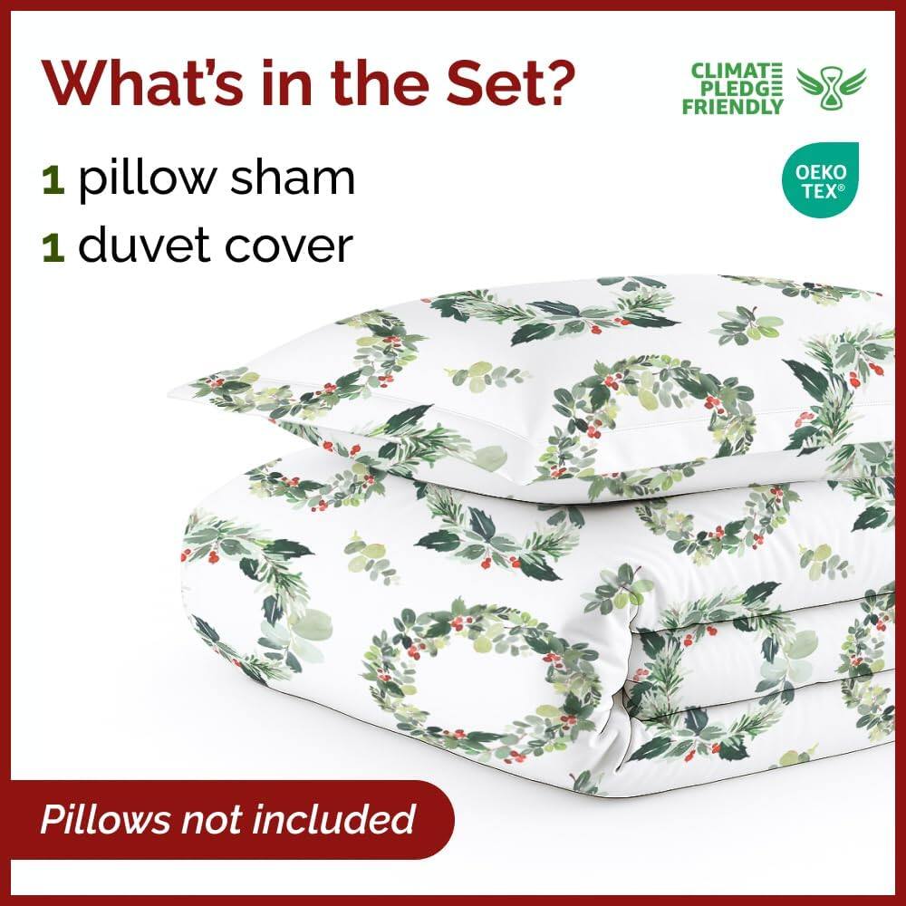 What's in the Set?  
1 pillow sham  
1 duvet cover  

Pillows not included  

CLIMATE PLEDGE FRIENDLY  
OEKO TEX
