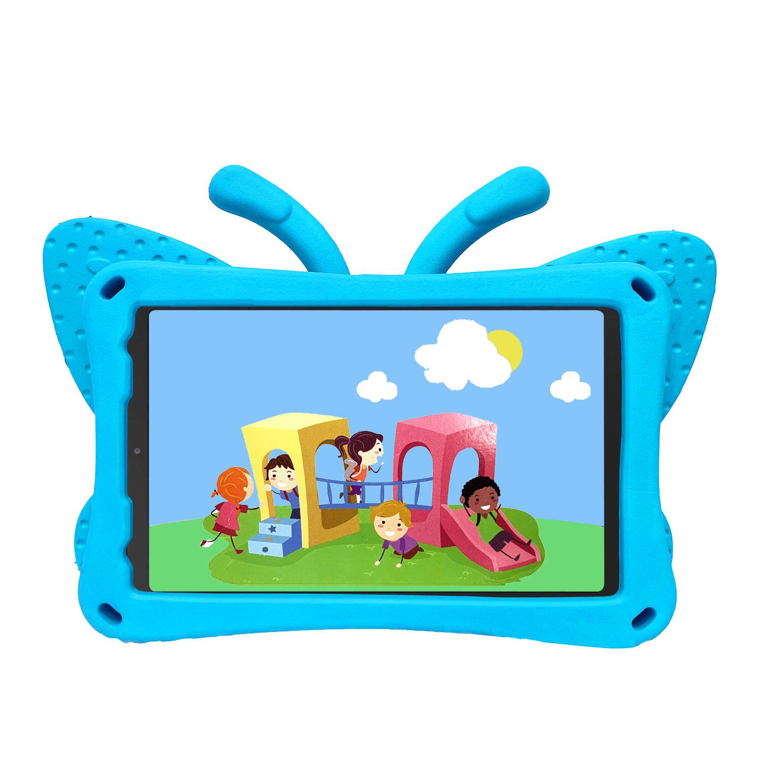 Back. Dteck - For Samsung Galaxy Tab A9 2023 8.7-inch Kid Case Butterfly Kickstand Light EVA Full Body Drop Protective Cover - Blue.