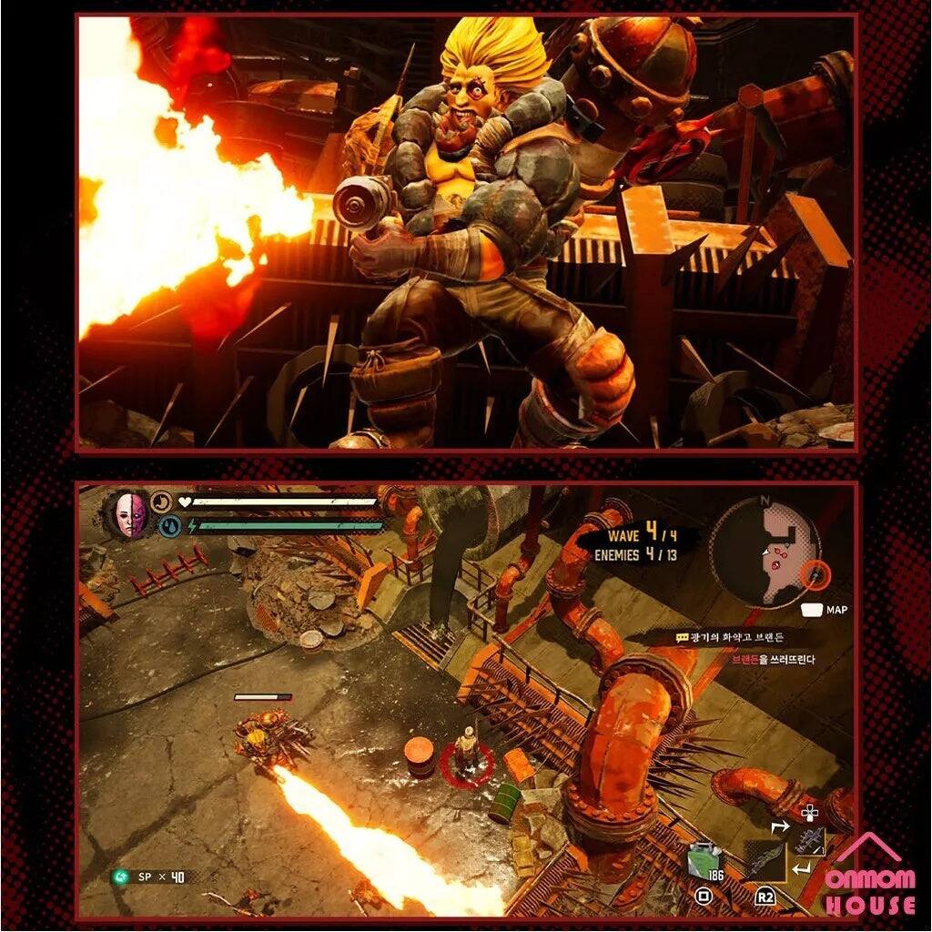 WAVE 4/4  
ENEMIES 4/13  
MAP  
SP x 40  
185  
R2  
onmom HOUSE