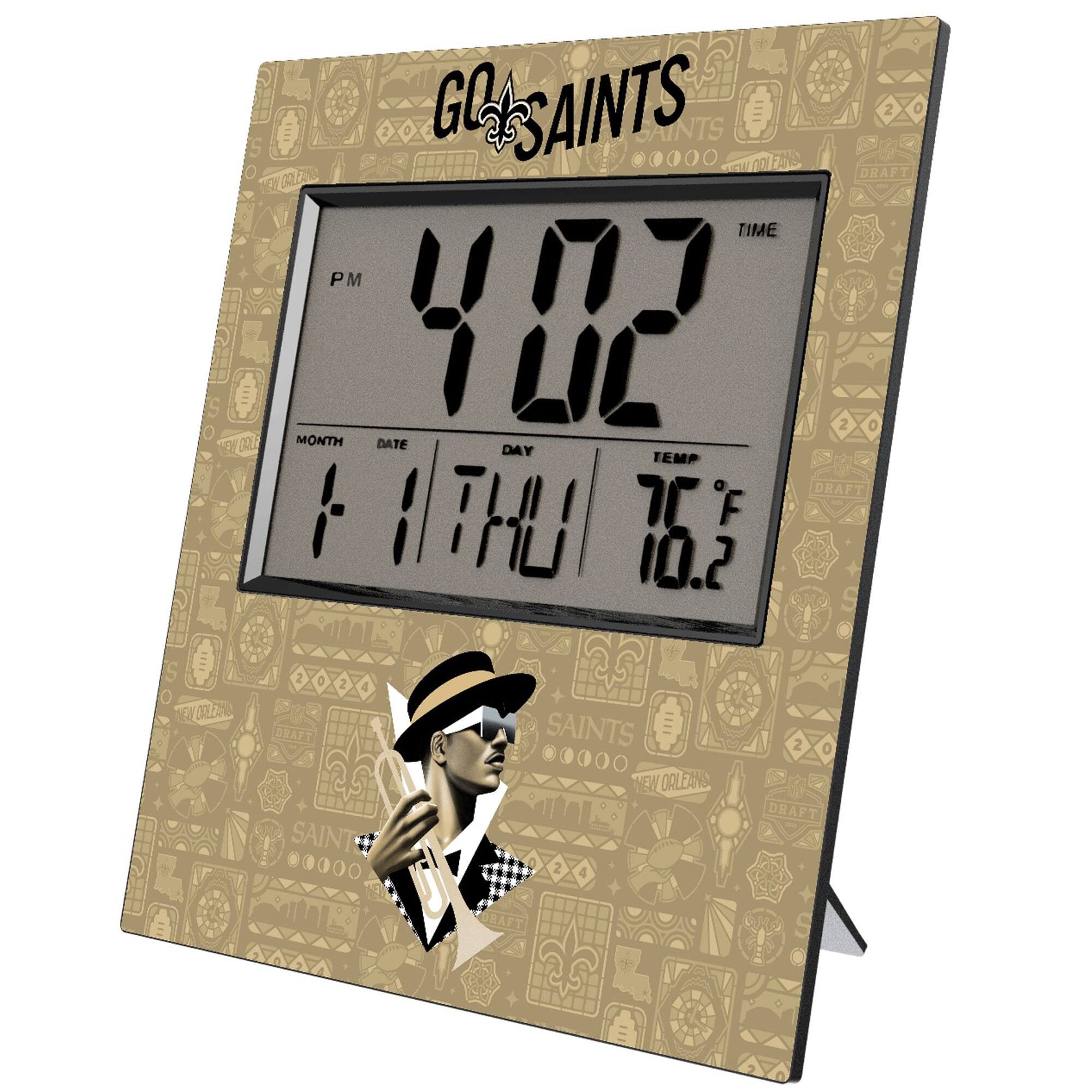 Keyscaper - New Orleans Saints 2024 Illustrated Limited Edition Digital Desk/Wall Clock - Gray