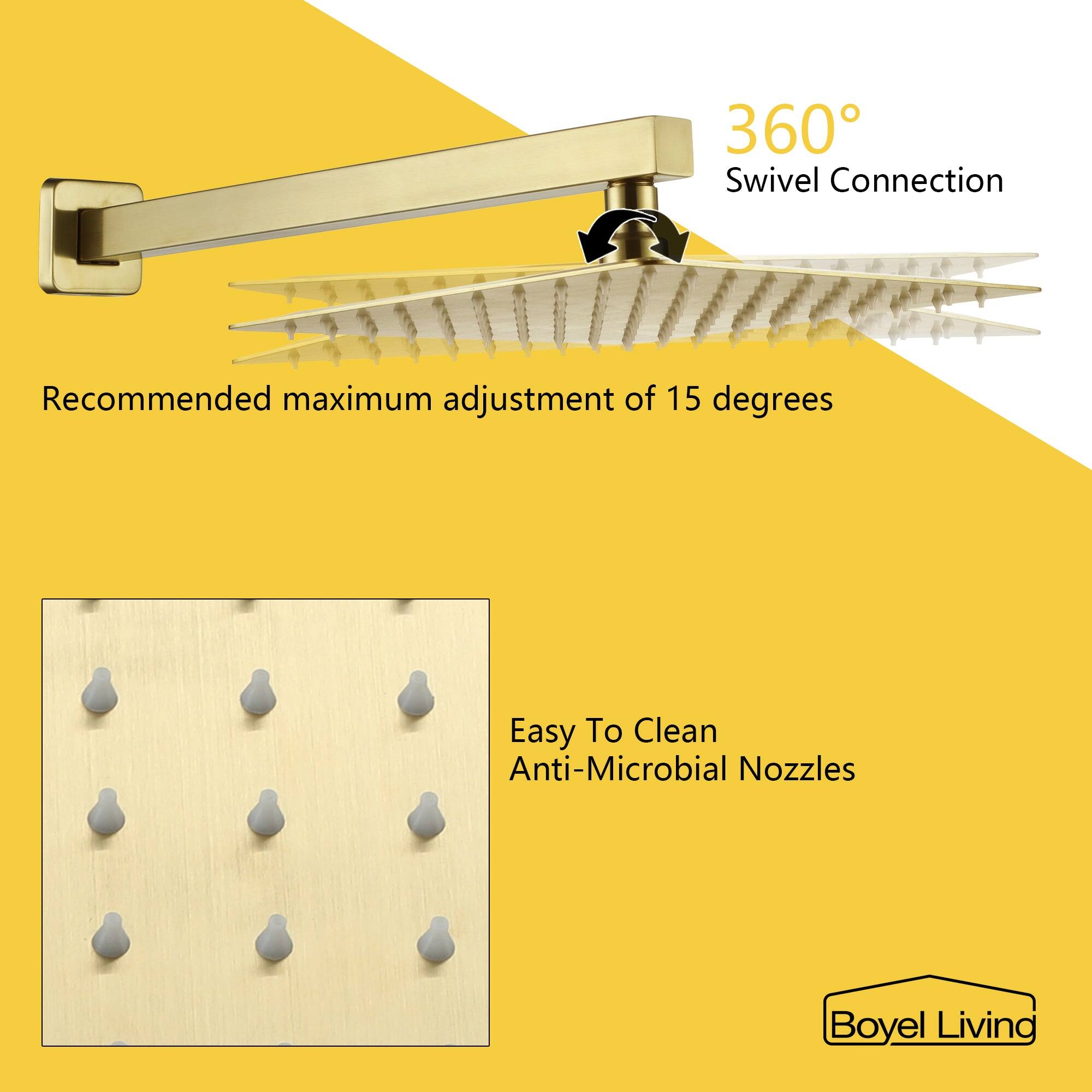 Boyel Living, Swivel Connection, Recommended maximum adjustment of 15 degrees, Easy To Clean, Anti-Microbial Nozzles