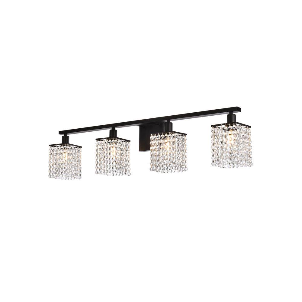 Alt View 2. Living District - Phineas 4 lights bath sconce in black with clear crystals - Black And Clear.