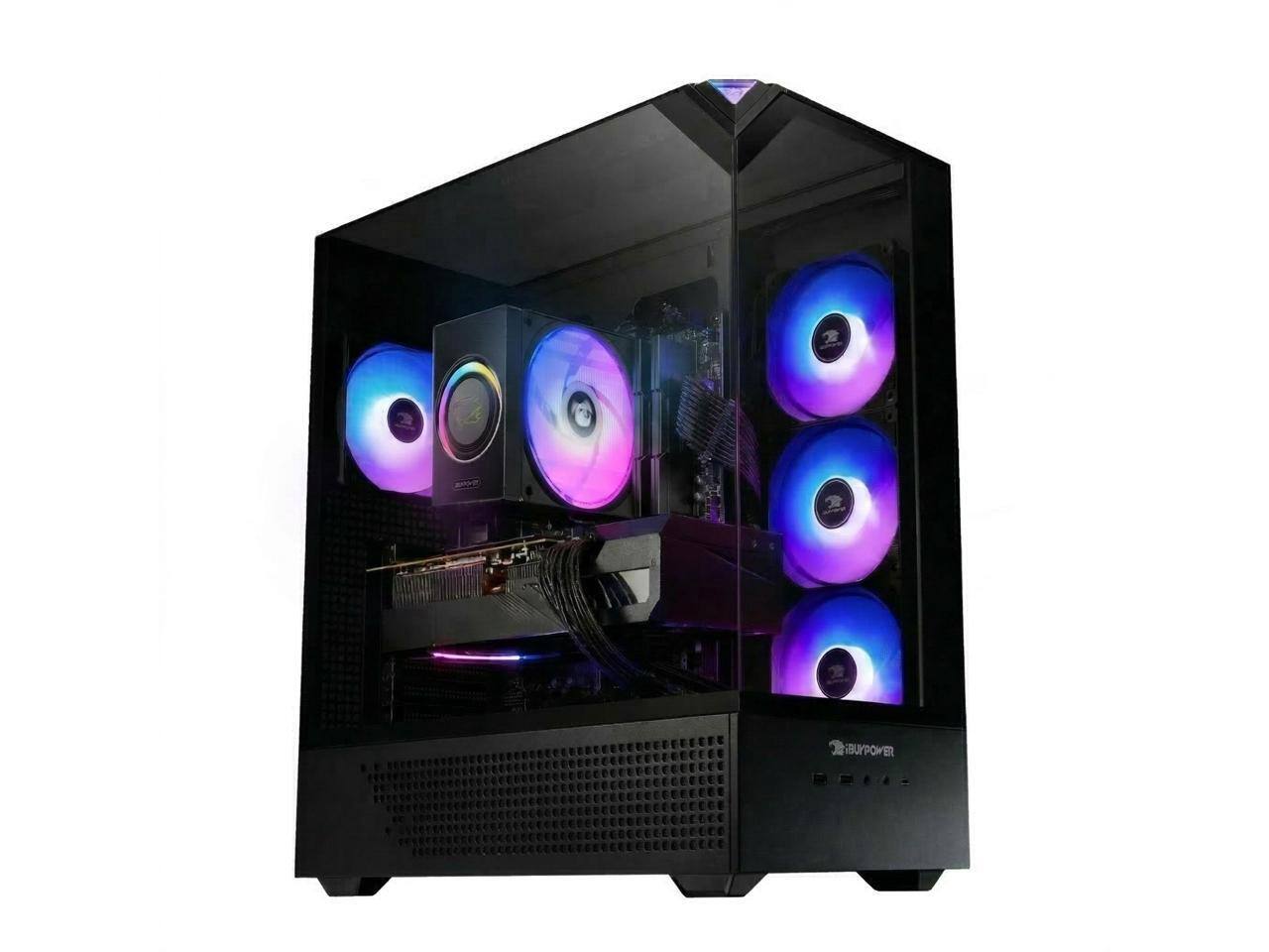 Alt View 1. iBUYPOWER - iBUYPOWER Element Gaming PC Desktop - AMD Ryzen 7 9700F, NVIDIA GeForce RTX 5060Ti 16GB, 32GB DDR5 RAM, 1TB NVMe SSD - Black.