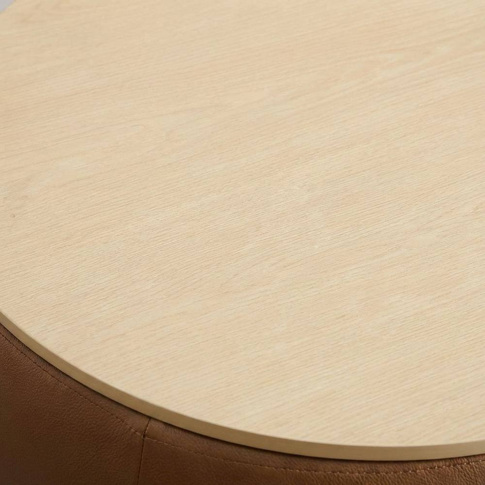 Alt View 1. Outdoor Escape - Vegan Leather Storage Ottoman, Neutral Color with Spacious Seat, Durable - Beige.