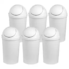 Sterilite - 10838006 3 Gallon Round Swing Top Plastic Wastebasket, (6 Pack) - White