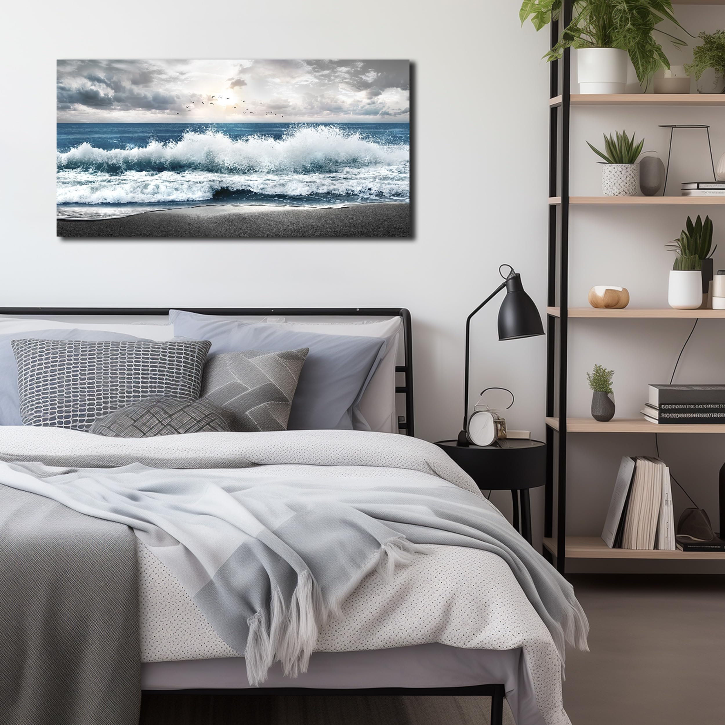 Alt View 4. Hirose Alice - Beach Pictures Wall Art for Bedroom Ocean Pictures for Wall Blue Wall Picture for Living Room Ready to Hang - Blue 40"L x 20"W.