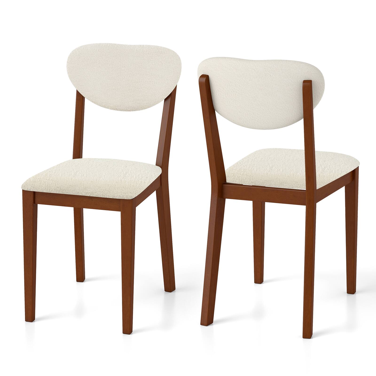 Alt View 9. Gymax - Gymax Sherpa Dining Chairs Set of 4 w/Rubber Wood Legs Padded Seat & Backrest - White.