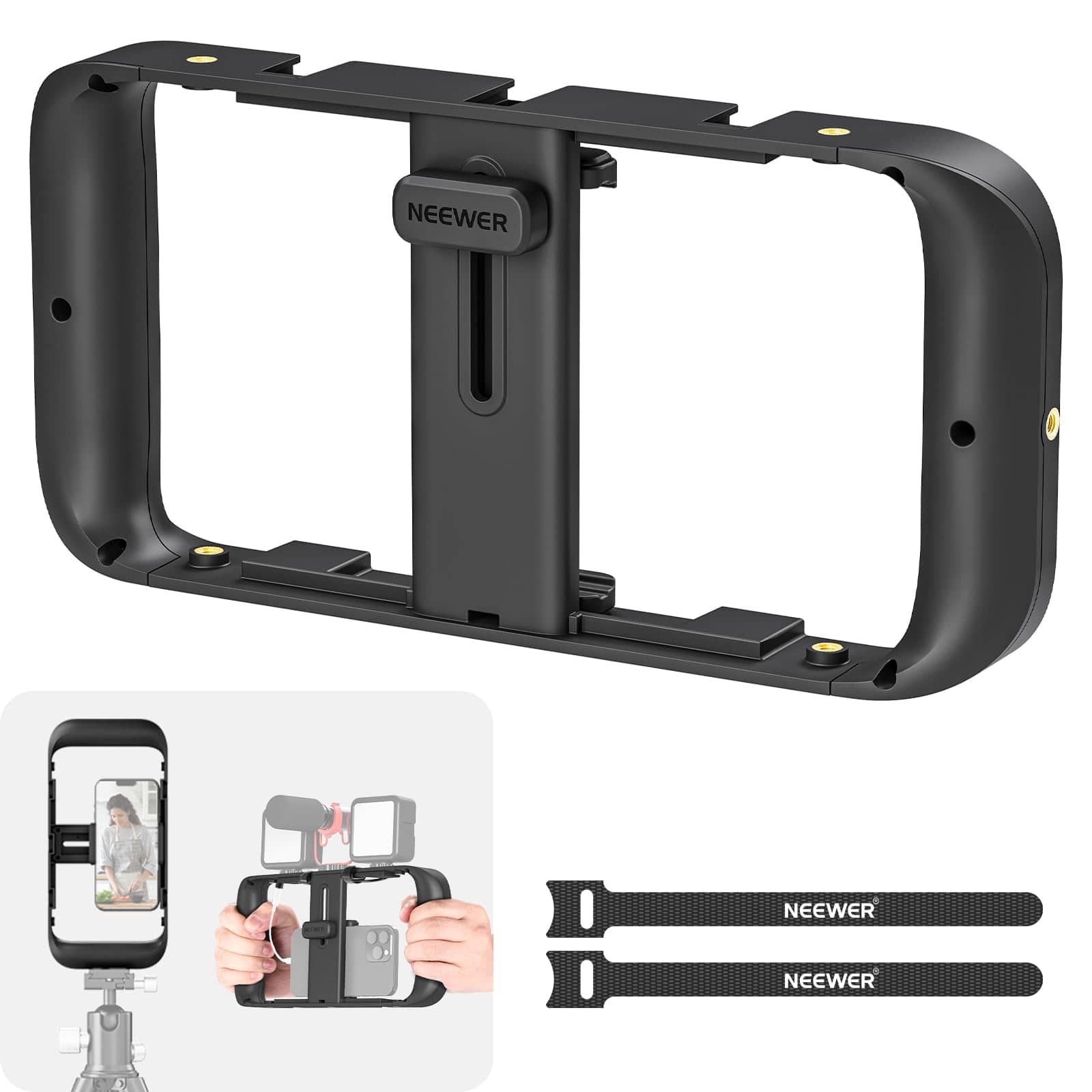 Neewer - Mobile Phone Video Rig - Stabilizing Cage with Cold Shoe & 1/4" Thread for iPhone & Android - Black
