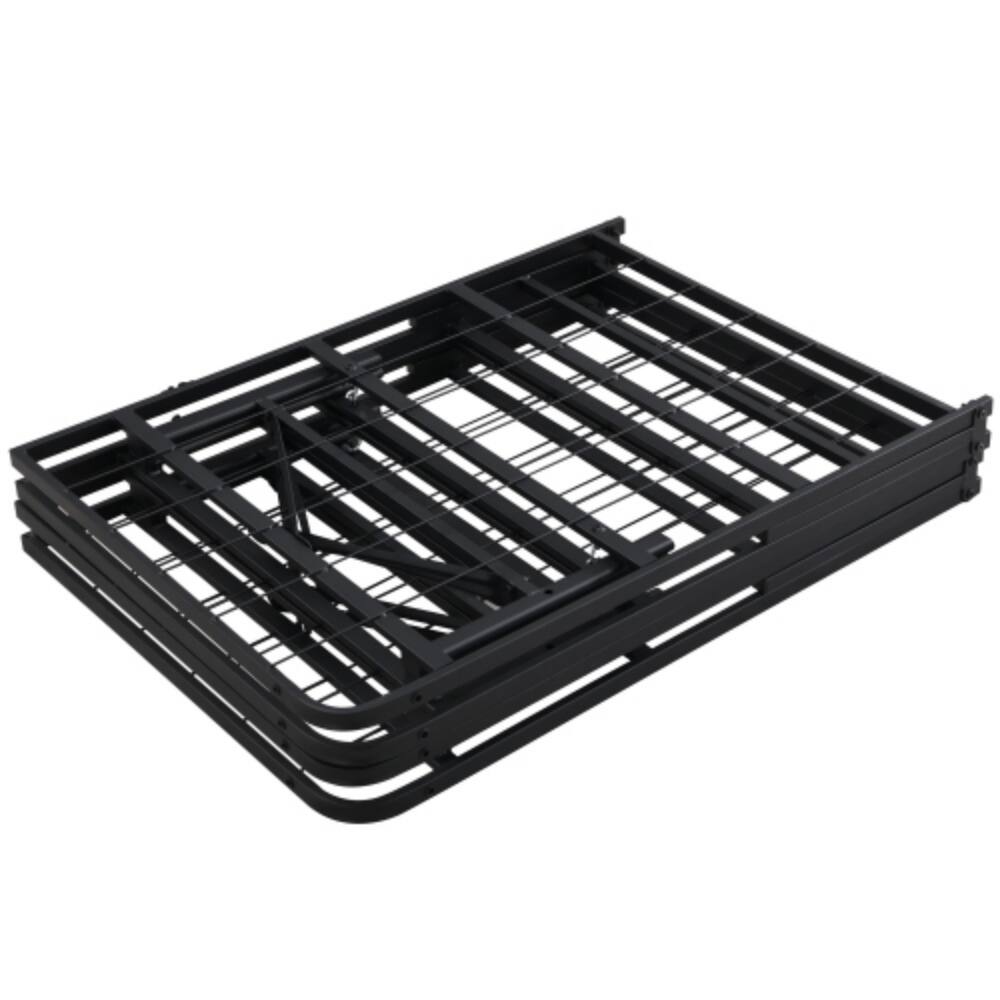 Alt View 2. LUCKY ONE - King Size Metal Folding Platform Bed Frame, 14in High, Heavy Duty Steel Slats, No Box Spring Needed, Under-Bed Storage - Black.