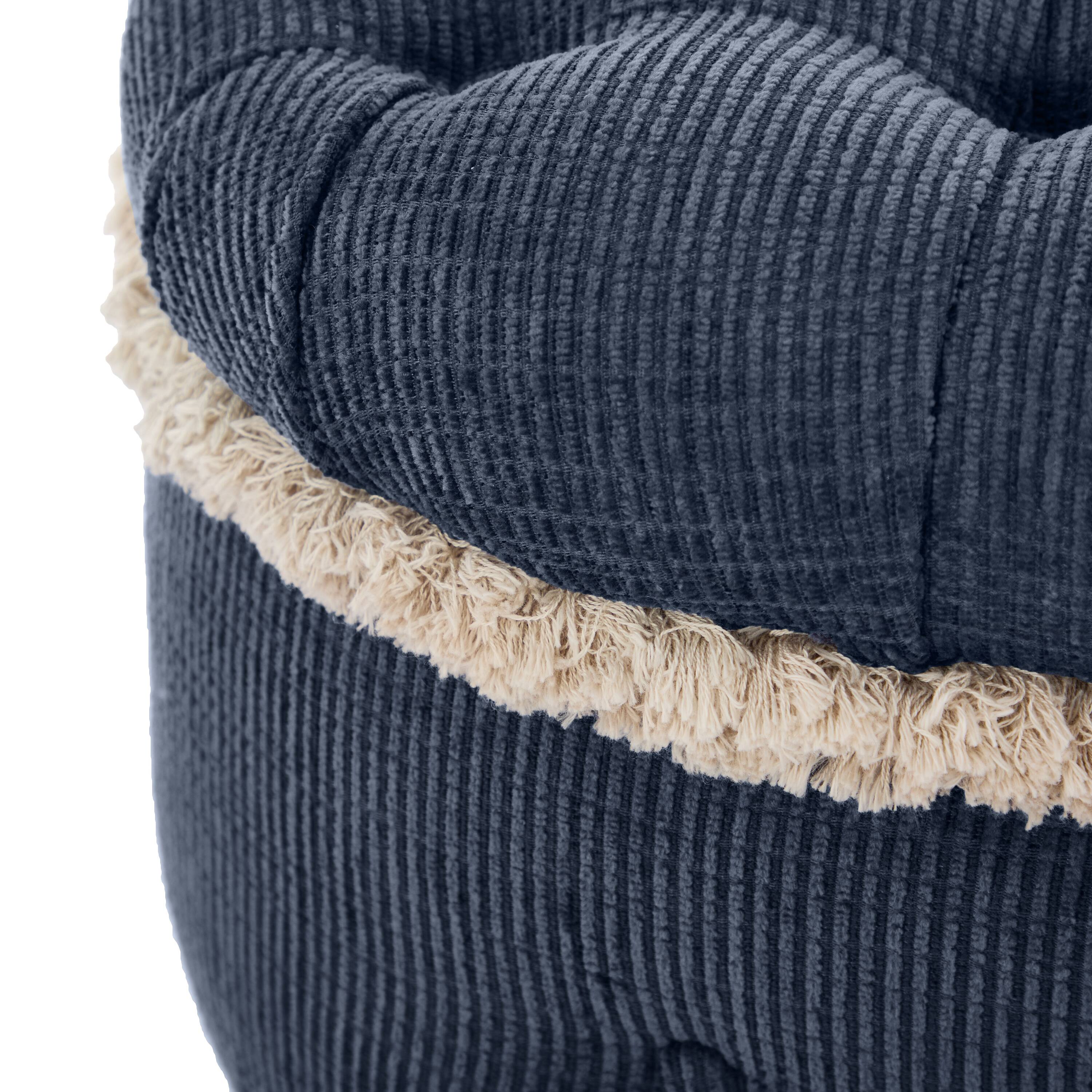 Alt View 9. Ropilly - Ropilly Blue Tufted Storage Bench End of Bed Ottoman with Fringe Entryway Shoe Cabinet Window Seat Fabric Upholstered - Blue.