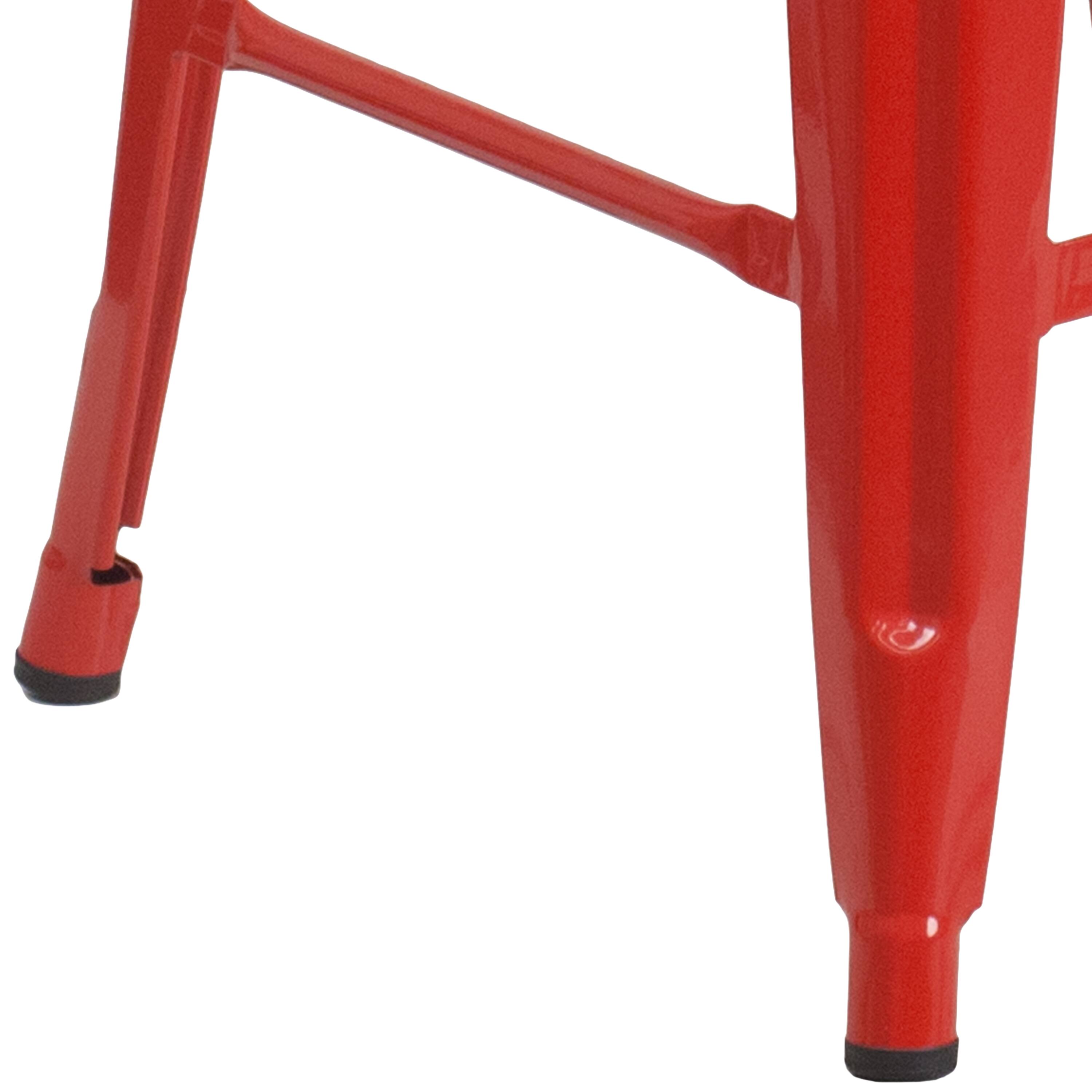 Alt View 5. Emma + Oliver - Commercial Grade 24"H Backless Metal Indoor-Outdoor Counter Stool w/ Square Seat - Red.