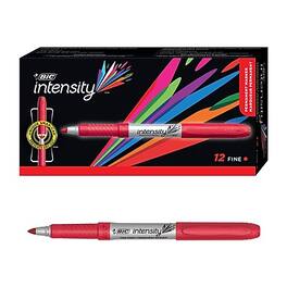 BIC America - BIC Intensity Permanent Markers, Fine Tip, 12/Pack - Red