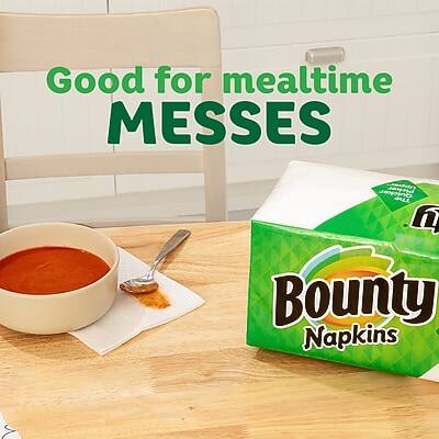 Good for mealtime MESS  
Bounty Napkins