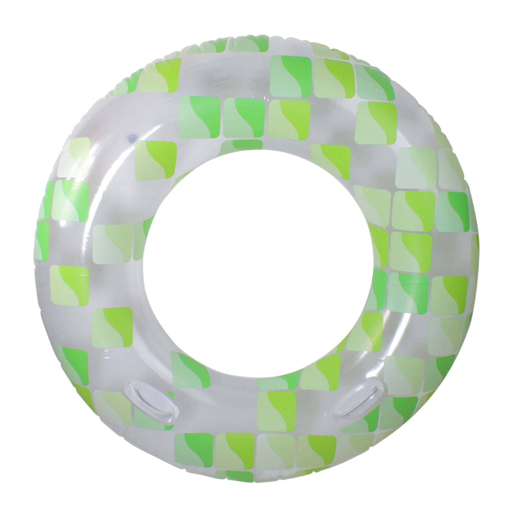 Front. Pool Central - Inflatable Geometric Inner Tube Swimming Pool Ring - 47" - Green - Green.