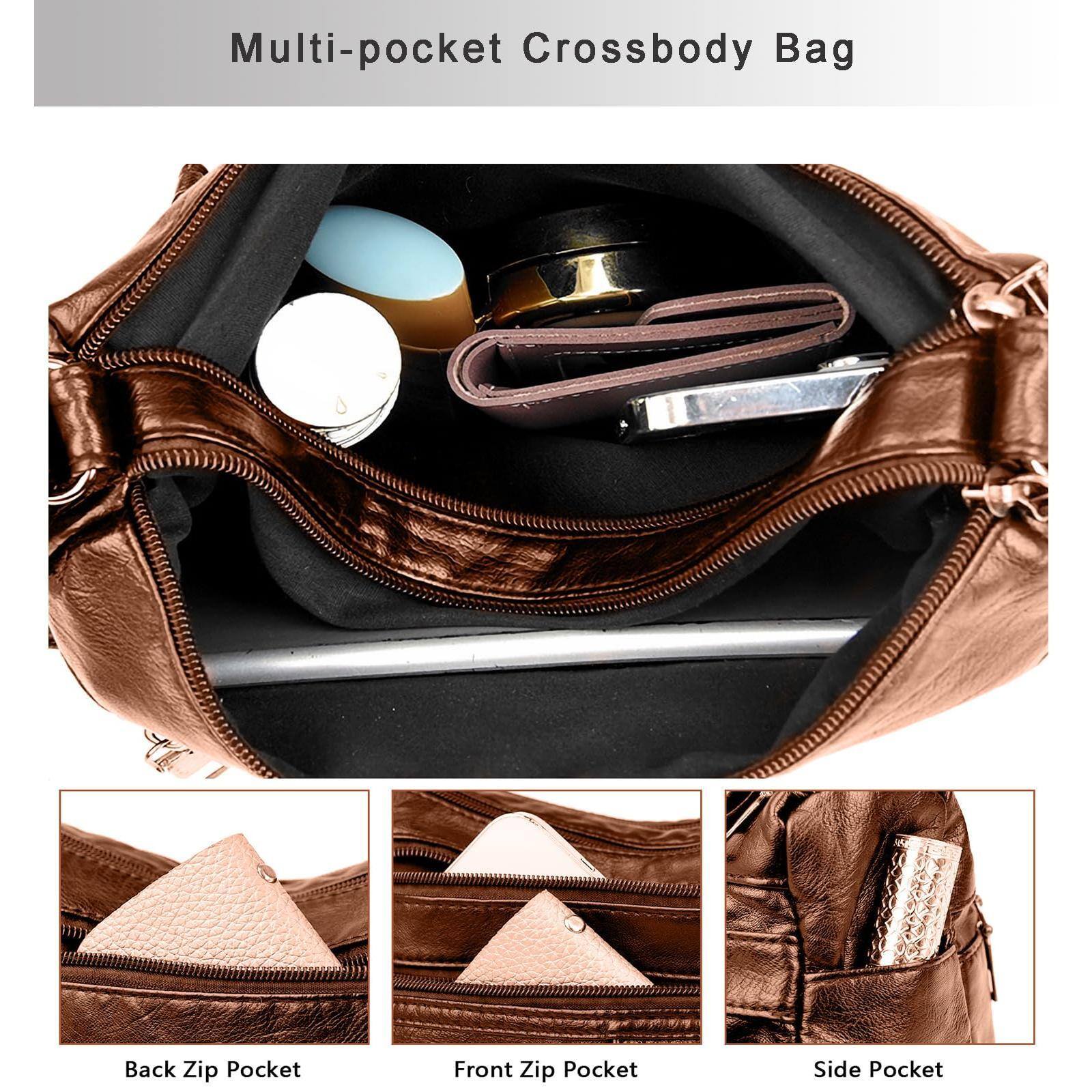 Multi-pocket Crossbody Bag

- Back Zip Pocket
- Front Zip Pocket
- Side Pocket