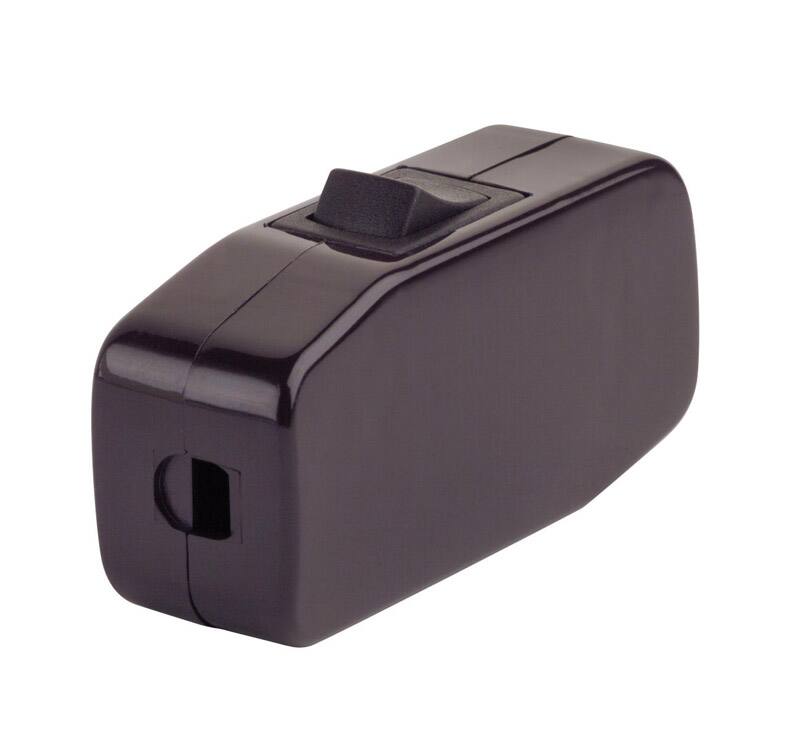 Angle. Leviton - C25-05410-000 C20-05410-000 Single Pole Heavy Duty On/Off 3 Amp 125 V Feed-Through Cord Switch - Brown.